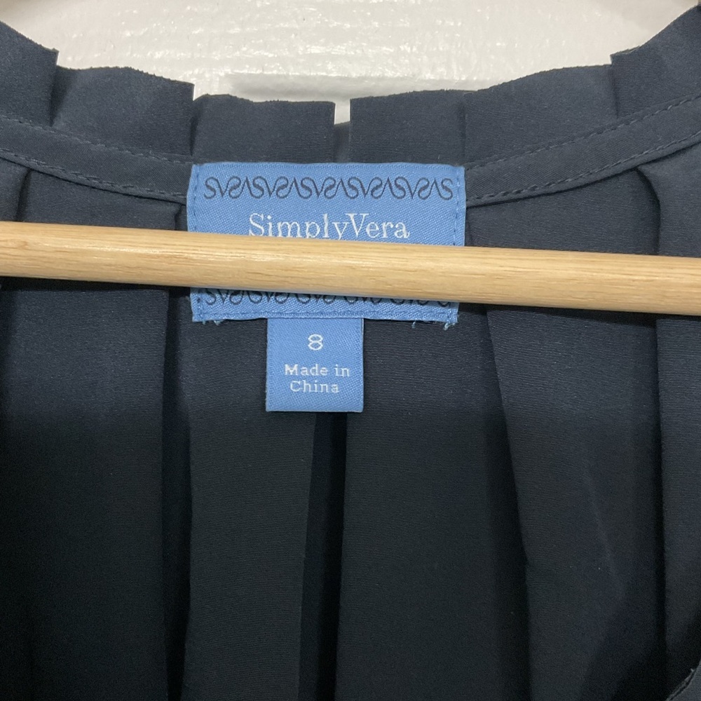 Simply Vera Vera Wang Navy and Tan Midi Dress - Picture 4 of 7